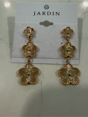 Jardin Gold Floral Triple-Drop Earrings
